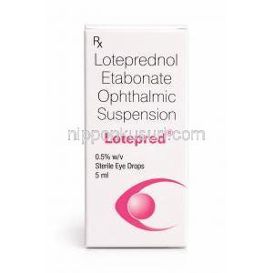 ロテプレッド 点眼薬, ロテプレドノール 0.5 % 点眼薬 5 mL, 製造元：Sun Pharma, 箱表面