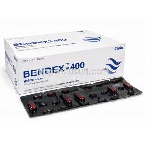 ベンデックス400, アルベンダゾール 400 mg, 製造元：Cipla,箱, シート