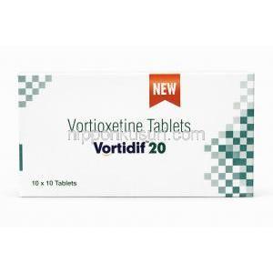 ボルチディフ 20,  ボルチオキセチン 20 mg, 製造元：Sun Pharmaceutical,箱表面