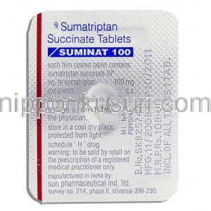 ジェネリック・イミトレックス, スマトリプタン Suminat 100 MG錠 (SUN PHARMA)