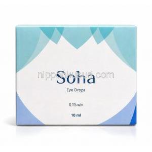 ソハ 点眼薬, ヒアルロン酸ナトリウム 0.1% w/v, 点眼薬 5mL, 製造元：Sun Pharma, 箱表面