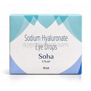 ソハ 点眼薬, ヒアルロン酸ナトリウム 0.1% w/v, 点眼薬 5mL, 製造元：Sun Pharma, 箱裏面