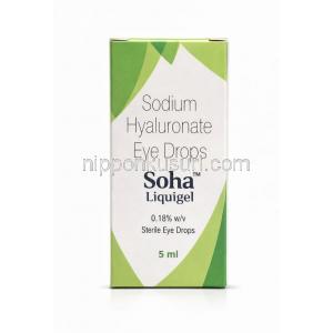 ソハ 点眼薬, ヒアルロン酸ナトリウム 0.1% w/v, 点眼薬 5mL, 製造元：Sun Pharma, 箱情報