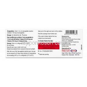 セマナットペン型注射, セマグルチド 2mg/1.5mL (1.34 mg/ mL), ペン型注射, 製造元：Natco Pharma, 箱情報