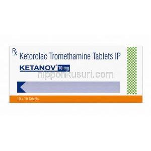 ケタノフ, ケトロラク 10mg, 製造元：Sun Pharma, 箱表面