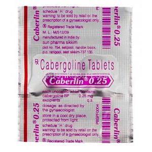 カベルゴリン, カベルリン Caberlin 0.25MG 錠 (Sun Pharma) 包装