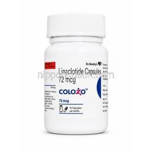 コロゾ,リナクロチド 72 mcg,製造元：Dr.Reddy’s, ボトル表面
