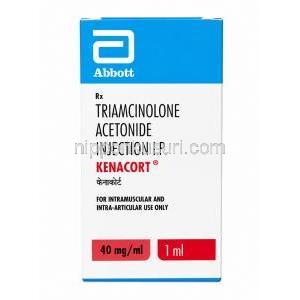 ケナコルト 注射, トリアムシノロン 40 mg, 注射 1mL,製造元：アボット, 箱表面(新包装)