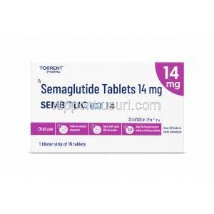 センボリック tab 14, セマグルチド 14mg, 製造元：Torrent Pharmaceuticals Ltd, 箱表面