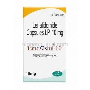 リンドシル 10, レナリドミド　10 mg, 製造元：Shilpa Medicare Ltd, 箱表面
