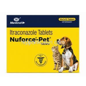 ニューフォースペット, イトラコナゾール 100 mg, 製造元：Pet Mankind Pharma, 箱表面