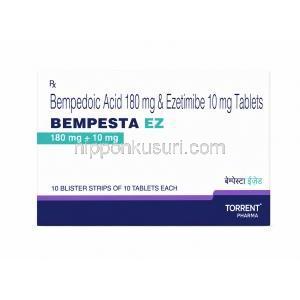 ベンペスタ イーゼット, ベンペド酸180mg/ エゼチミブ 10mg, 製造元：Torrent Pharmaceuticals Ltd, 箱表面
