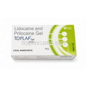 トップラップ ジェル,  リドカイン 2.5% w/w/ プリロカイン 2.5% w/w ジェル 10 g, 製造元：Torrent Pharmaceuticals Ltd, 箱表面
