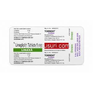 リナクサ, リナグリプチン 5 mg, 製造元：Torrent Pharmaceuticals, シート情報