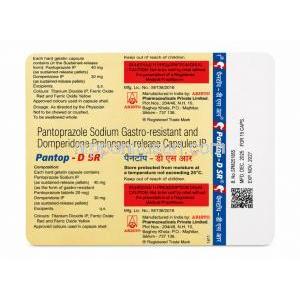 パントップ DSR, ドンペリドン 30mg/パントプラゾール 40mg, 製造元：Aristo Pharmaceuticals, シート情報