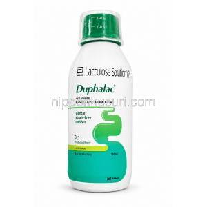 デュファラック 内服液 レモン味, 3.335 gm/5 ml  内服液 (レモン味) 150 mL, 製造元：Abbott, ボトル表面