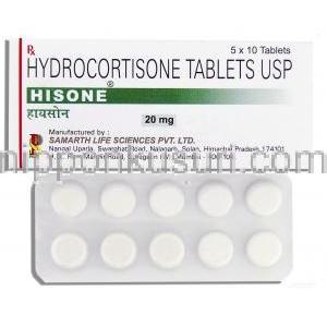 ヒドロコルチゾン (コートリルジェネリック), Hisone, 20mg 錠 (Samarth)