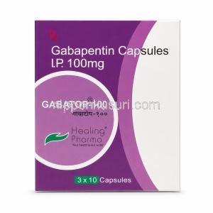 ガバトップ-100, ガバペンチン 100 mg, 製造元：Healing Pharma, 箱表面