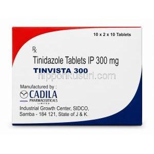 チンビスタ 300, チニダゾール 300 mg, 製造元：Cadila Pharmaceuticals Ltd, 箱表面