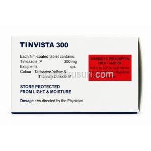 チンビスタ 300, チニダゾール 300 mg, 製造元：Cadila Pharmaceuticals Ltd, 箱情報,注意事項