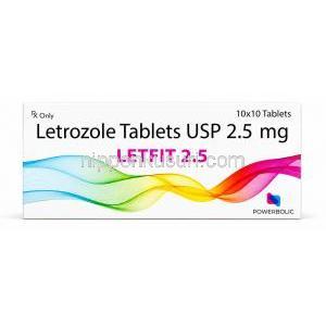 レットフィット, レトロゾール 2.5 mg, 製造元：Powerbolic Lab, 箱表面