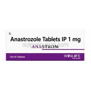 アナストロム, アナストロゾール 1 mg, 製造元：WinLife Pharma, 箱表面