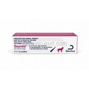 オスルニア 犬用点耳用ジェル, テルビナフィン 10 mg/ フロルフェニコール 10 mg/ 酢酸ベタメタゾン 1mg, 箱正面