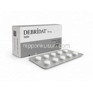 デブリダット, トリメブチン 100mg, 箱とPTPシート