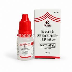 マイトリアシル 点眼液 10ml, トロピカミド 1% w/v, 箱とボトル
