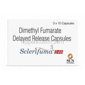 スクレリフマ 240, フマル酸ジメチル 240 mg, 製造元：Sun Pharma, 箱表面