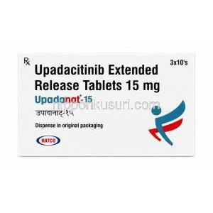 ウパダナット 15, ウパダシチニブ 15 mg, 製造元：Natco Pharma, 箱表面