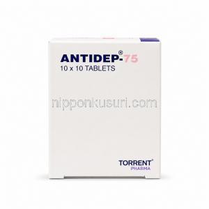 アンチデップ, イミプラミン塩酸塩 75mg, 製造元: Torrent Pharma, 箱側面