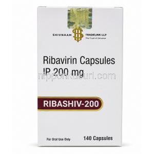 リバシフ, リバビリン 200 mg, 140 カプセル, 製造元：Shivnaam Tradelink Llp, 箱表面