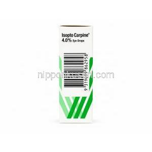 イソプトカルピン点眼薬, ピロカルピン 4%, 点眼薬15mL, 製造元：Novartis, 箱情報, バーコード