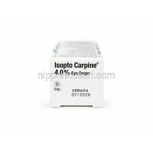 イソプトカルピン点眼薬, ピロカルピン 4%, 点眼薬15mL, 製造元：Novartis, 箱上面