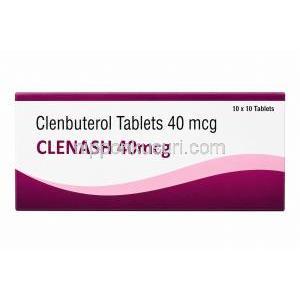 クレナッシュ 40, クレンブテロール 40 mcg, 製造元：Asher Pharmaceuticals, 箱表面