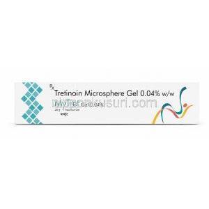 マイトレット,トレチノイン 微粒子, 0.1%,ジェル 15g, 製造元：Grace Derma Healthcare, 箱, チューブ表面
