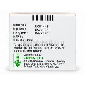 アゴガット 300 ER, アコチアミド 300 mg, 徐放性錠,製造元：Lupin Ltd, 箱情報, 製造日, 消費期限