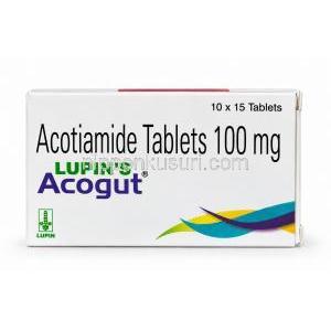 アゴガット, アコチアミド 100 mg, 製造元：Lupin Ltd, 箱表面
