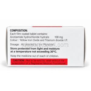 アゴガット, アコチアミド 100 mg, 製造元：Lupin Ltd, 箱情報, 成分, 注意事項