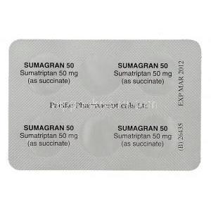 スマトリプタン（イミグラン ジェネリック） Sumagran 50mg  錠 (Pacific Pharma) 包装