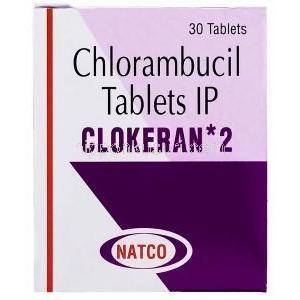 クロークラン 2 Clokeran 2, アムシル ジェネリック, クロラムプシル 2mg (NATCO) 箱