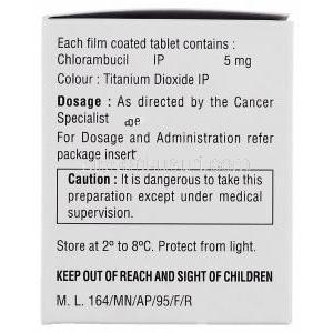 クロークラン 5 Clokeran 5, アムシル ジェネリック, クロラムプシル 5mg (NATCO) 成分
