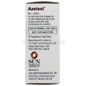 アゼラスト Azelast, オプティバール ジェネリック, アゼラスチン塩酸塩 0.05% 5ml 点眼薬 (Sun Pharma) 製造