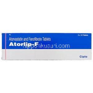 アトーリップ-F Atorlip-F, アトルバスタチン・フェノフィブラート配合10mg/160mg 錠 (CIpla) 箱