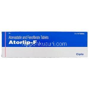 アトーリップ-F Atorlip-F, アトルバスタチン・フェノフィブラート配合10mg/160mg 錠 (CIpla) 箱