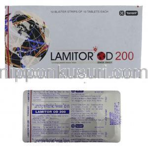 ラミトール OD 200 Lamitor OD 200, ラミクタールジェネリック, ラモトリジン 200mg 錠 (Torrent)