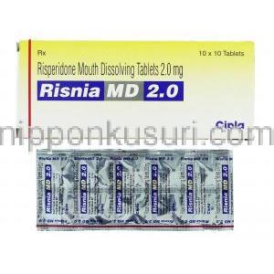 リスニア MD Risnia MD, リスパダール ジェネリック, リスペリドン 2mg 錠 (Cipla)