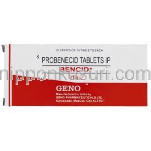 プロベネシド（ベネシッドジェネリック）, Bencid, 500mg 錠 (Geno) 箱