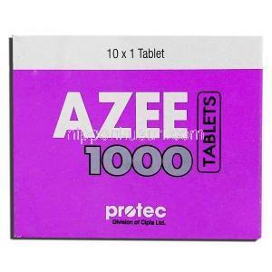 アジー Azee, ジスロマック ジェネリック, アジスロマイシン  1,000mg (Protec/Cipla) 箱